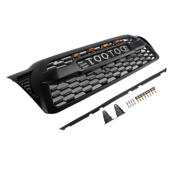 2005-2011 Toyota Tacoma TRD PRO Style Grill Parachoques delantero Parrilla negra mate con luz LED
