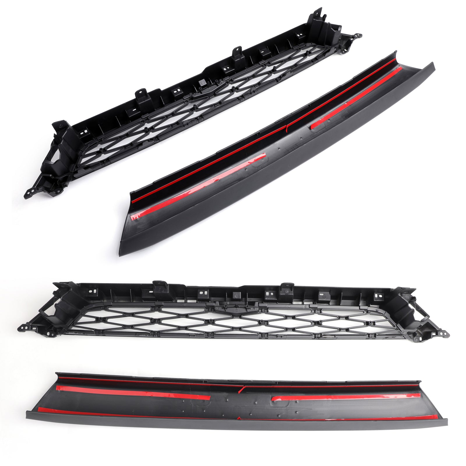 Toyota 2014-2019 4Runner TRD PRO 2 Piece Front Bumper Grill Replacement Blcak Grille