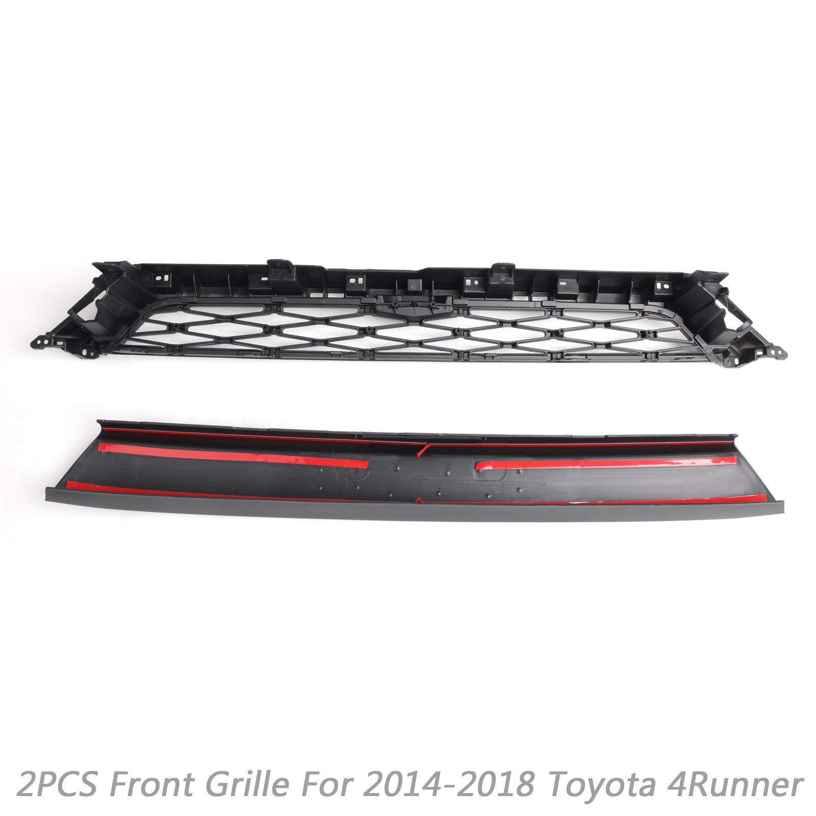 Toyota 2014-2019 4Runner TRD PRO 2 Piece Front Bumper Grill Replacement Blcak Grille