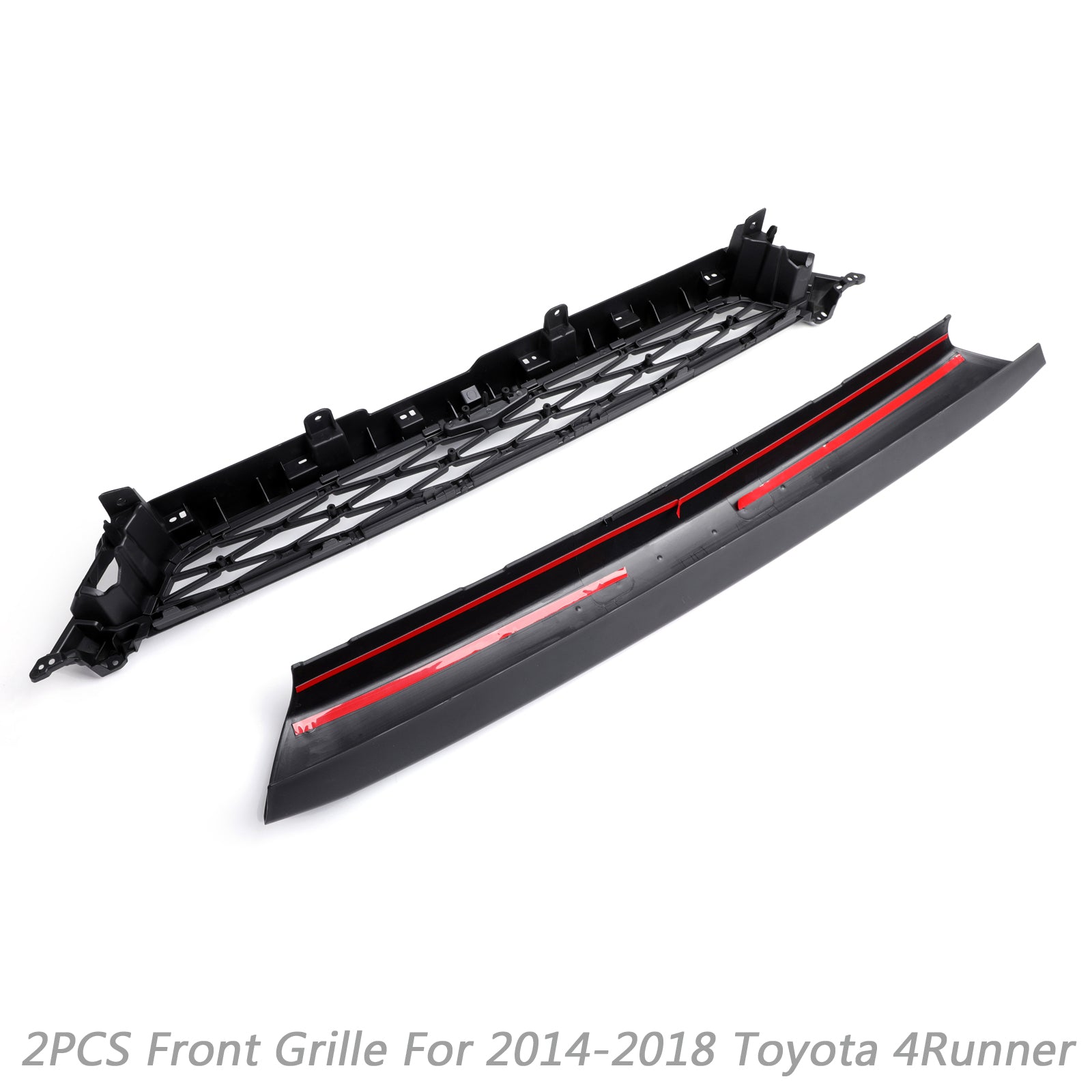 Toyota 2014-2019 4Runner TRD PRO 2 Piece Front Bumper Grill Replacement Blcak Grille