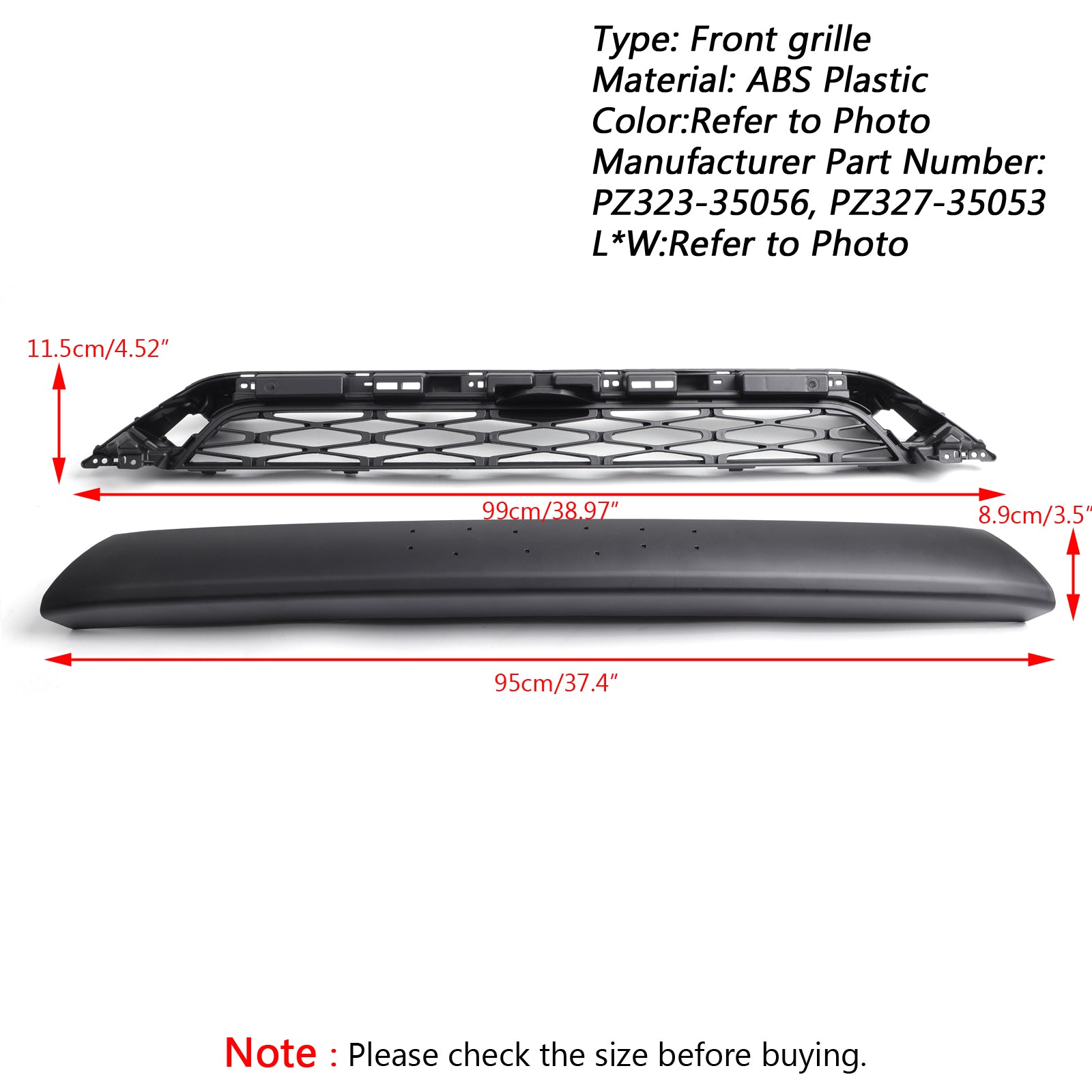 Reemplazo de rejilla de parachoques delantero de 2 piezas TRD PRO 2014-2019 para Toyota 4Runner, rejilla negra