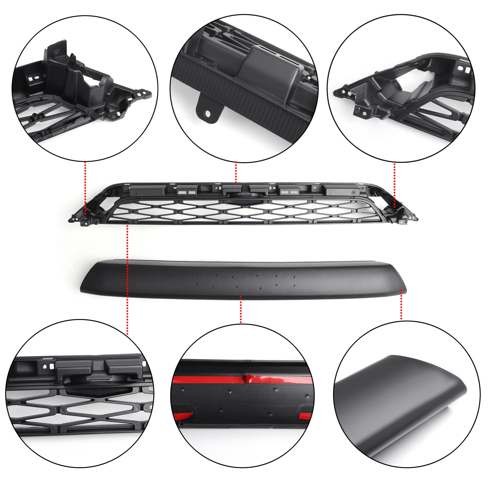 2014-2019 Toyota 4Runner TRD PRO 2 Piece Front Bumper Grill Replacement Blcak Grille