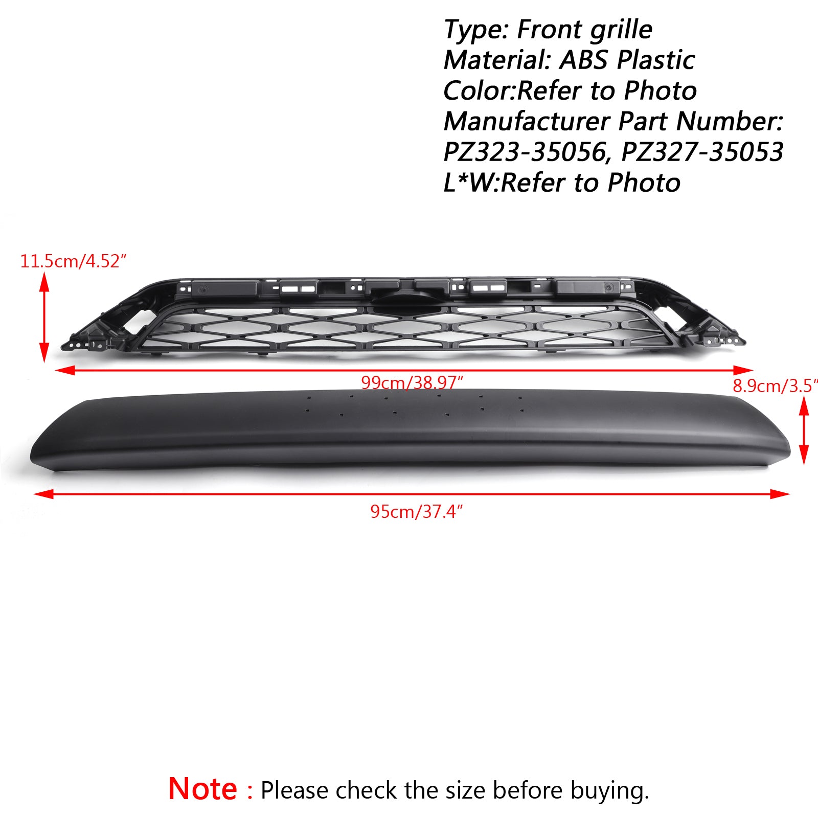 2014-2019 Toyota 4Runner TRD PRO 2 Piece Front Bumper Grill Replacement Blcak Grille