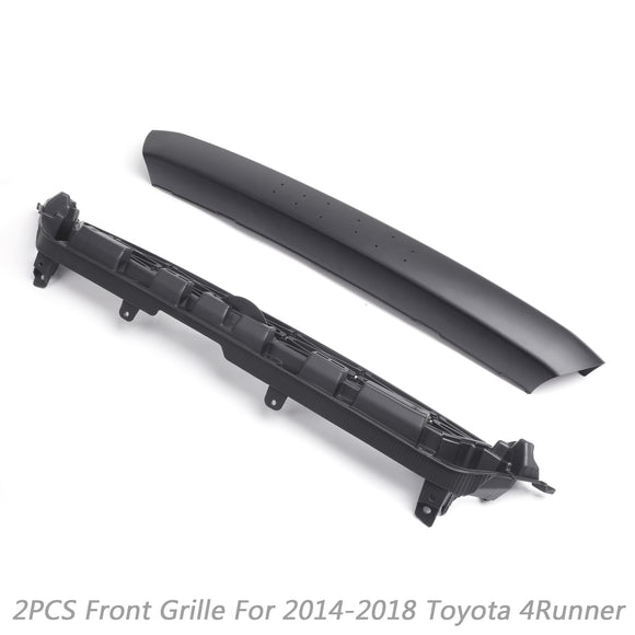 2014-2019 Toyota 4Runner TRD PRO 2 Piece Front Bumper Grill Replacement Blcak Grille