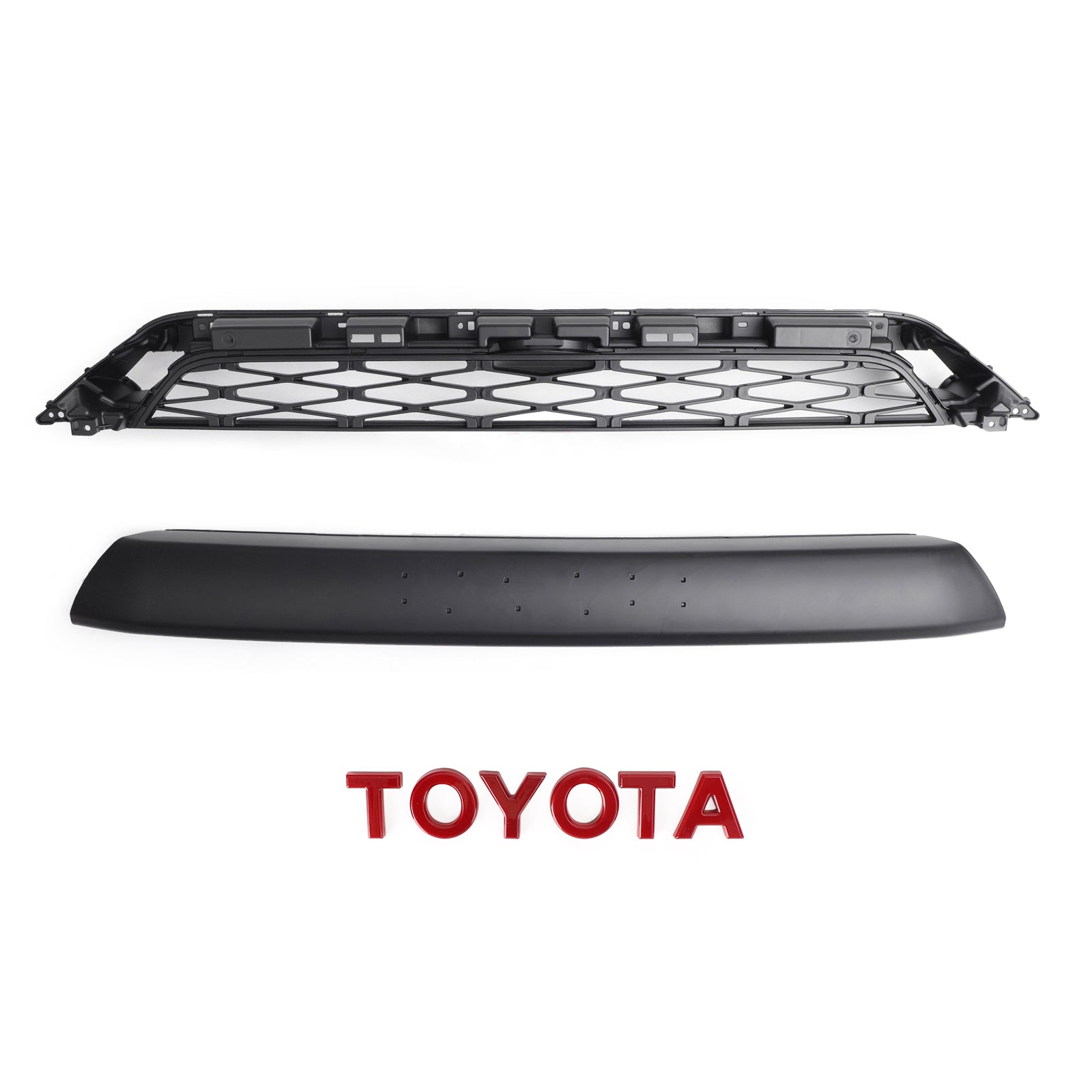 2014-2019 Toyota 4Runner TRD PRO 2 Piece Front Bumper Grill Replacement Blcak Grille