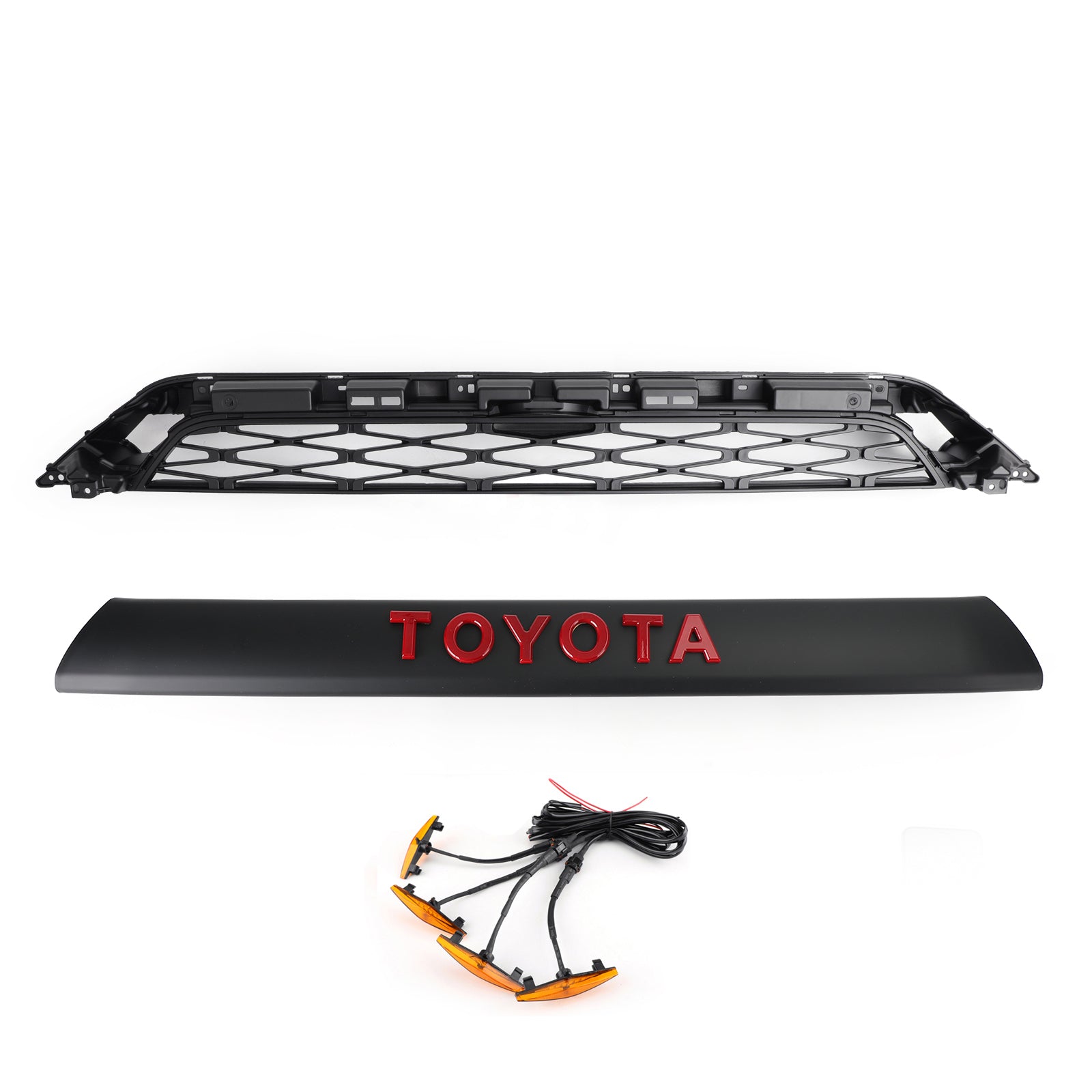 2014-2019 Toyota 4Runner TRD PRO 2 Piece Front Bumper Grill Replacement Blcak Grille