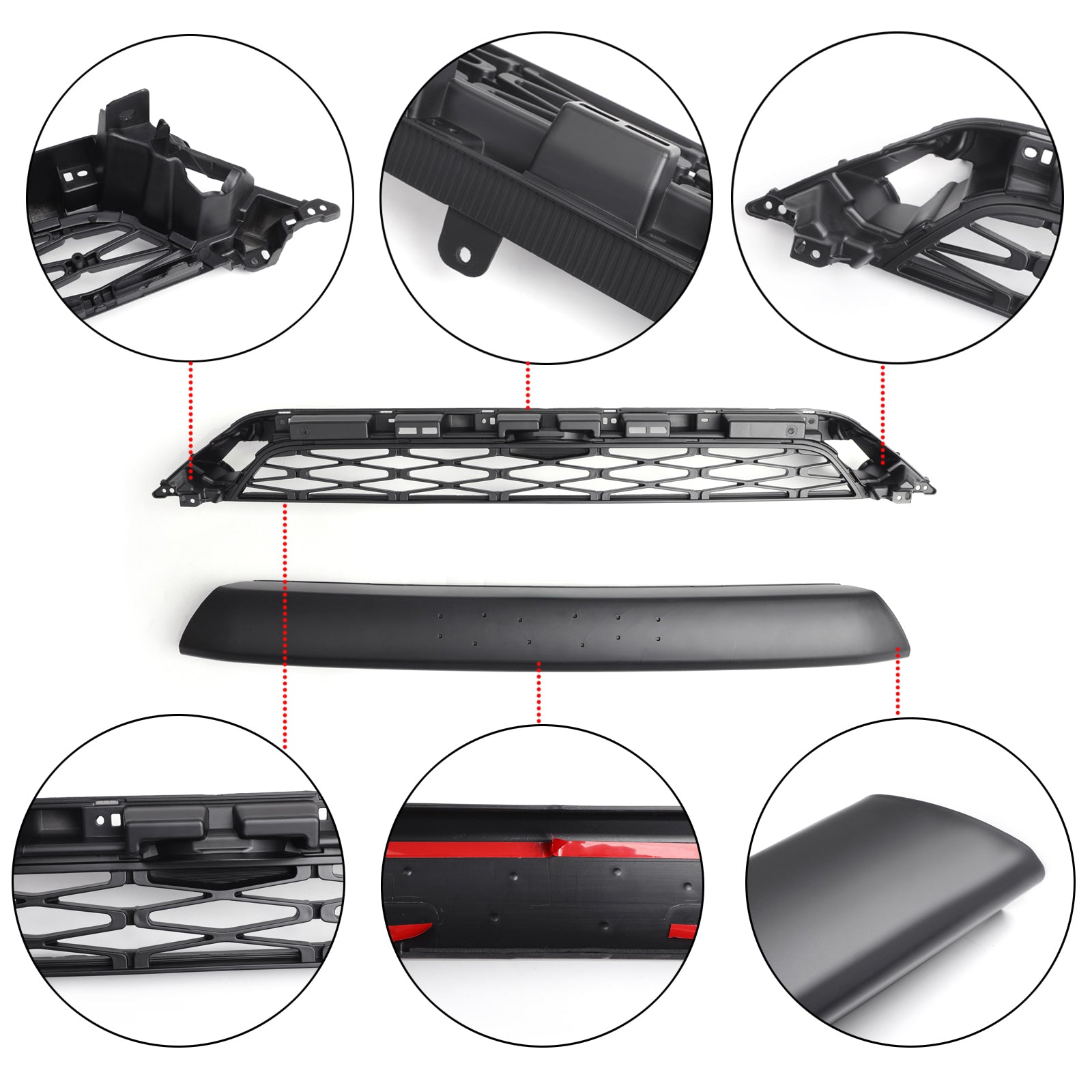 2014-2019 Toyota 4Runner TRD PRO 2 Piece Front Bumper Grill Replacement Blcak Grille