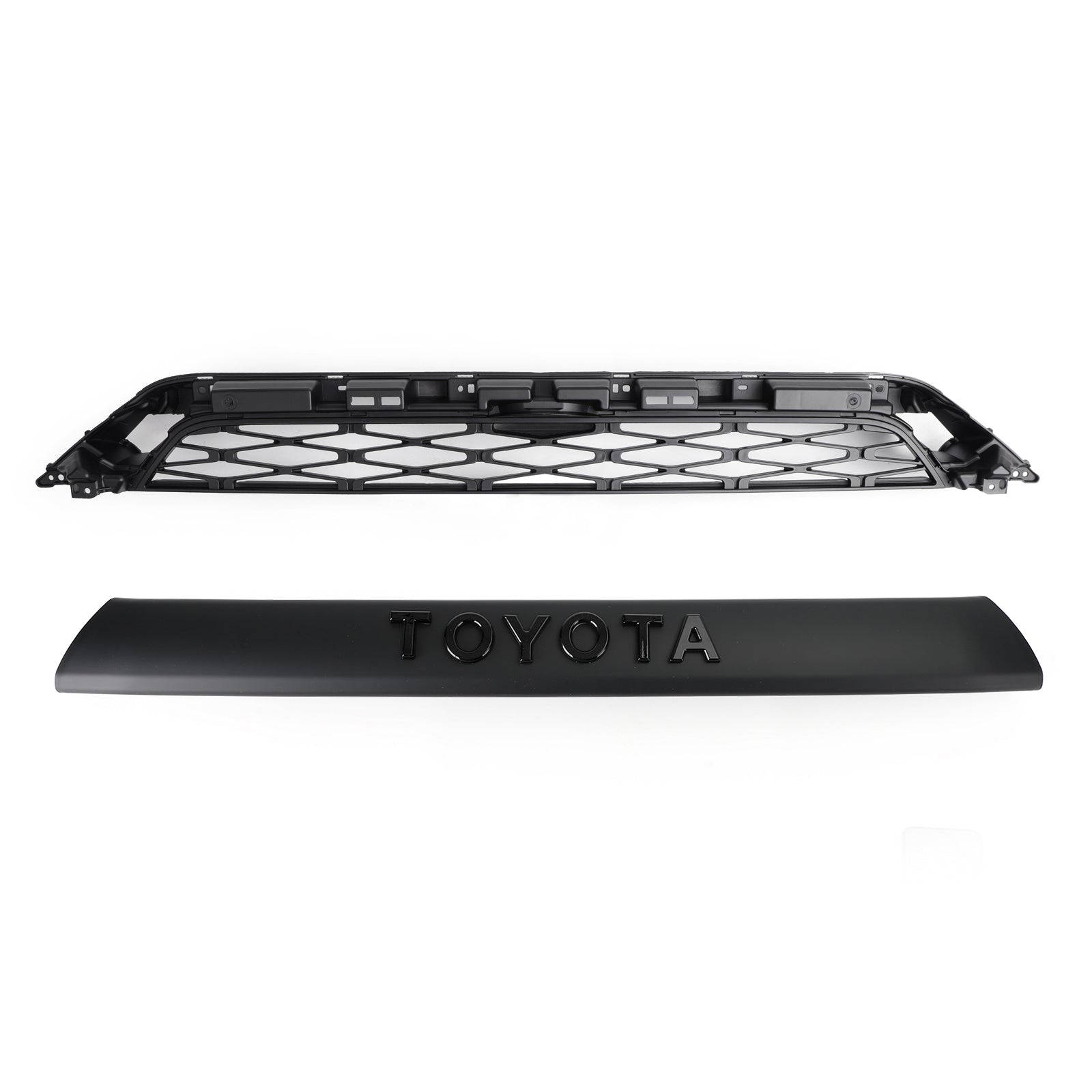 2014-2019 Toyota 4Runner TRD PRO 2 Piece Front Bumper Grill Replacement Blcak Grille