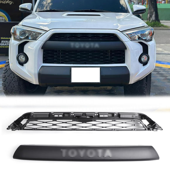 2014-2019 Toyota 4Runner TRD PRO 2 Piece Front Bumper Grill Replacement Blcak Grille