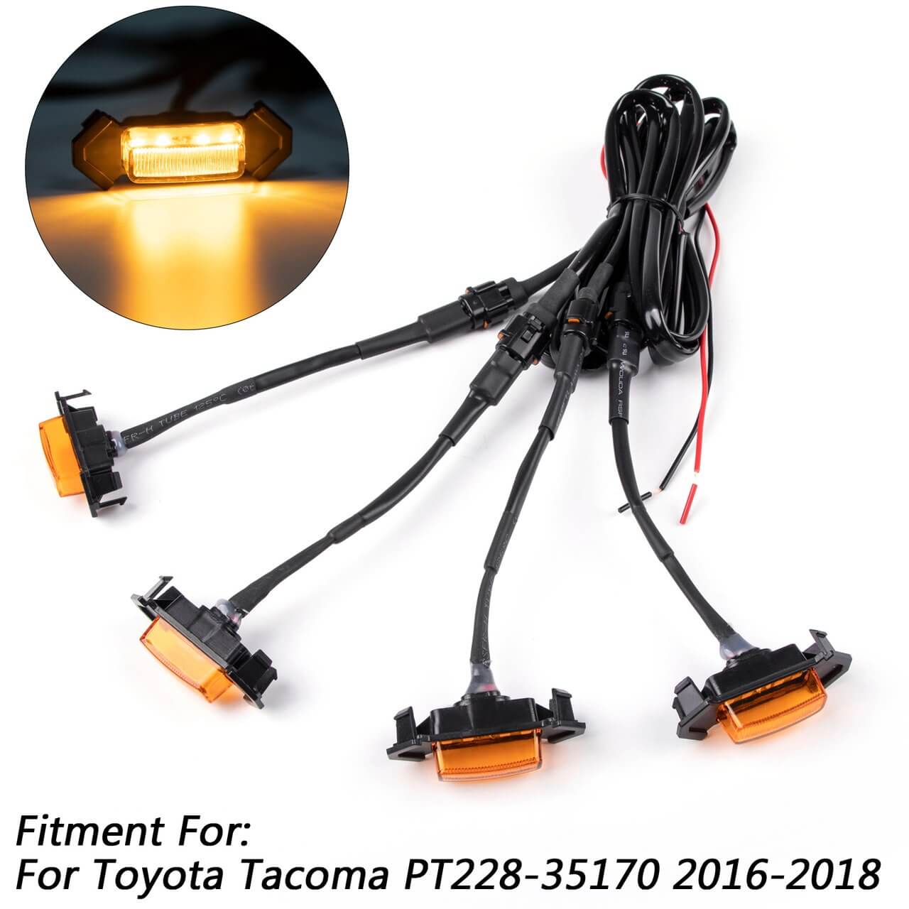 Toyota Tacoma TRD Pro 2016-2023 Kit de parrilla + cubierta del sensor de guarnición ACC DRCC + luces LED genéricas