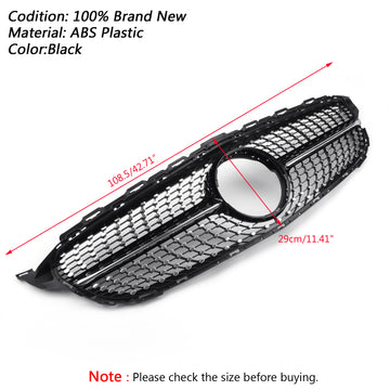 Mercedes Benz Classe C 2015-2018 W205 Grille de pare-chocs avant noire diamantée pour C205 A205 C200 C250 C300 C350 - 0