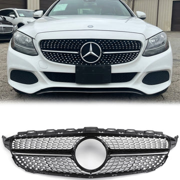 Mercedes Benz Clase C (2015-2018) W205 Parrilla delantera negra diamante para C205, A205, C200, C250, C300 y C350.