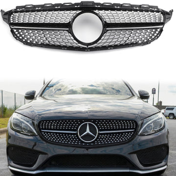 Mercedes Benz Clase C (2015-2018) W205 Parrilla delantera negra diamante para C205, A205, C200, C250, C300 y C350.