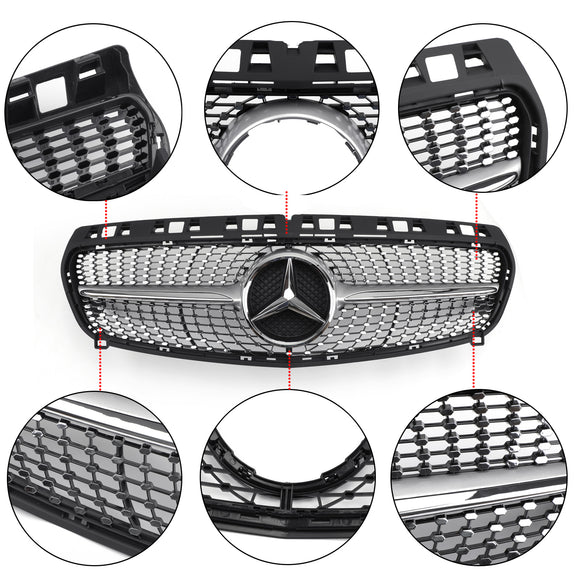 Mercedes Benz Classe CLA 2013-2019 W117 Grille de pare-chocs avant style diamant pour C117 CLA180/200/250/260 GT-R