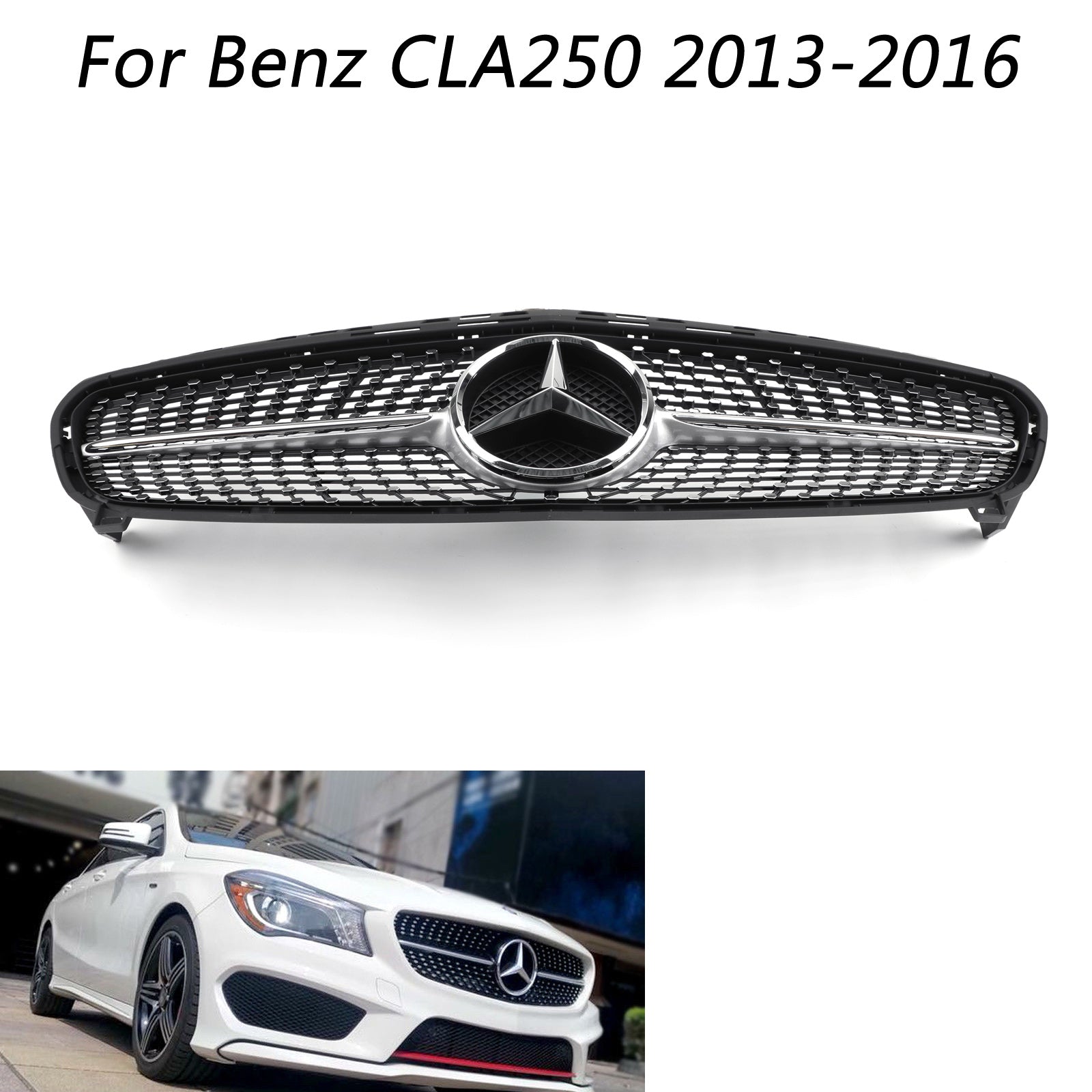 Grille de pare-chocs avant de style Mercedes Benz Classe CLA W117 C117 CLA180/200/250/260/CLA45 AMG Mercedes GT-R 2013-2019