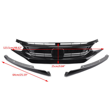Honda Civic 2 Portas Coupé/4 Portas Sedan 2016-2018 Coupe Sedan Frente Capô Grade Pálpebra Grade Genérica - 0