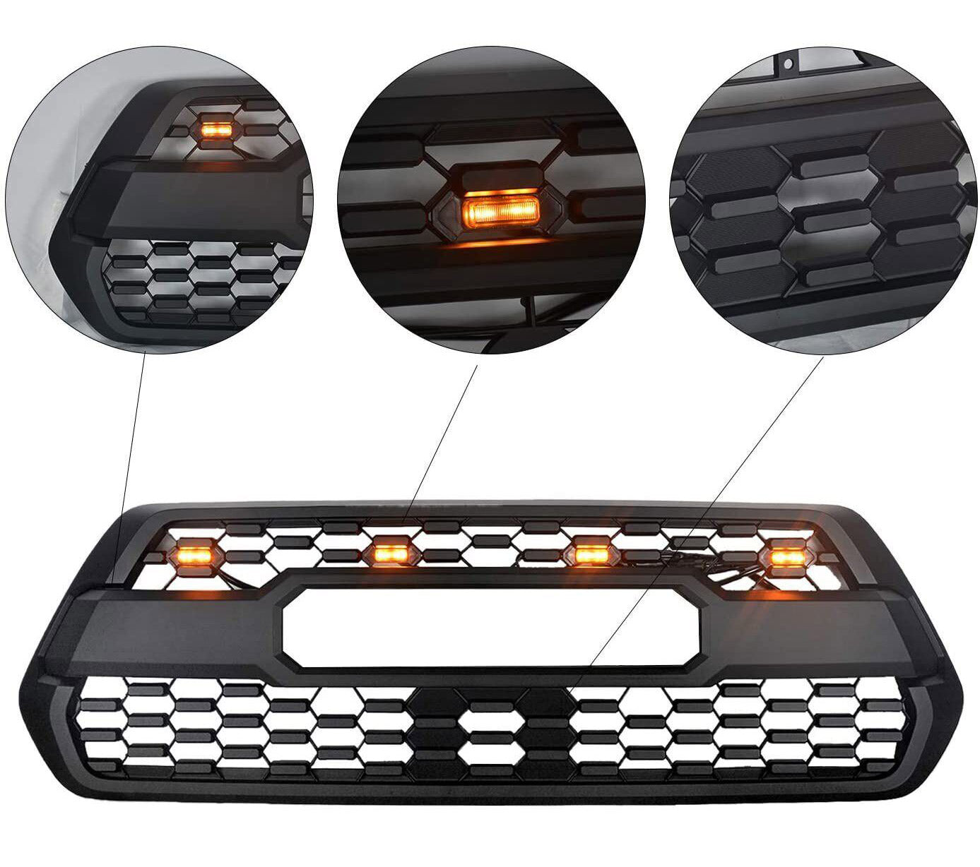 Kit de parrilla delantera con luces LED de repuesto para Toyota Tacoma TRD Pro 2016-2023