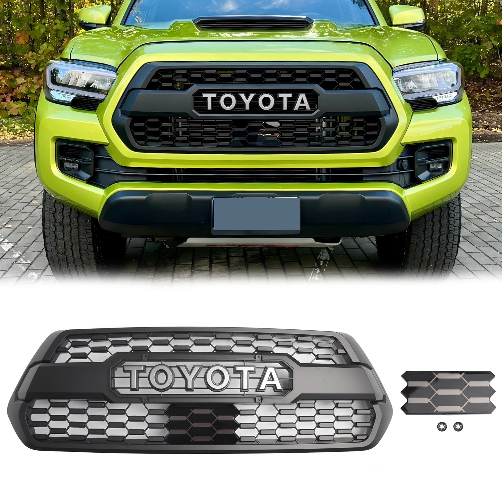 TRD PRO Grille | Toyota Tacoma | Matte Black | 2016-2023 Air Intake Radiator Bumper Grill + LED + Letter + Sensor Cover