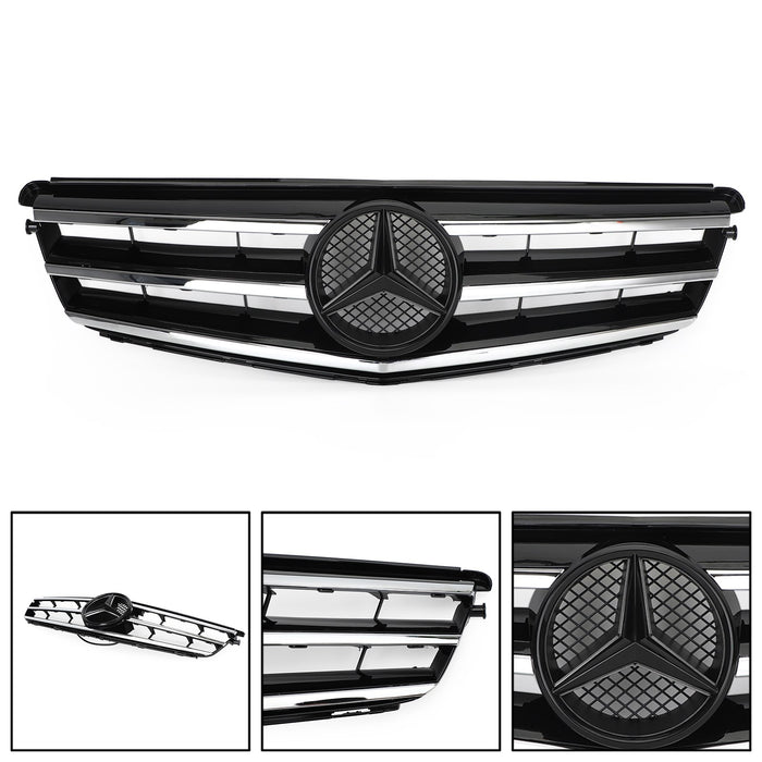 Grille de pare-chocs avant noire/chromée pour Mercedes Benz Classe C W204 C250/C300/C350 2008-2014