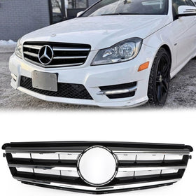 Comprar cromo-negro Mercedes Benz Clase C (2008-2014) W204 Parrilla delantera negra/cromada con estrella LED para C250/C300/C350