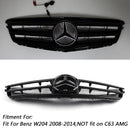 Mercedes Benz Classe C 2008-2014 W204 Grille de pare-chocs avant noire/chromée avec étoile LED pour C250/C300/C350-5