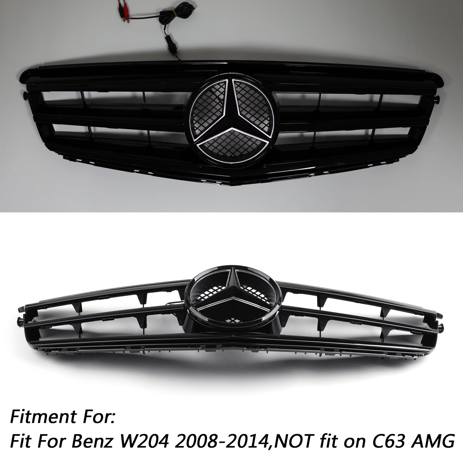 Grille de pare-chocs avant noire/chromée pour Mercedes Benz Classe C W204 C250/C300/C350 2008-2014