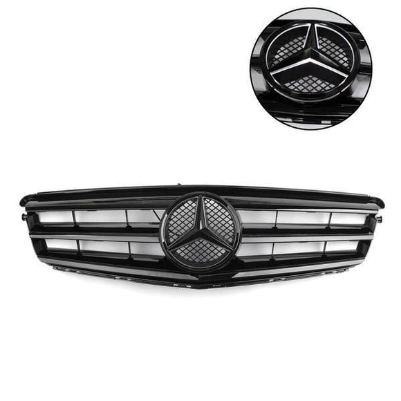 Mercedes Benz Classe C 2008-2014 W204 Grille de pare-chocs avant noire/chromée avec étoile LED pour C250/C300/C350