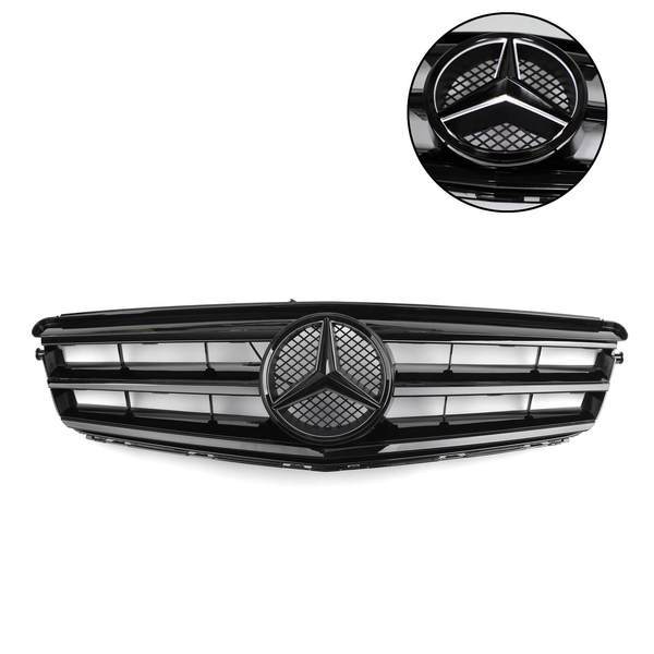 2008-2014 Mercedes Benz C Class W204 C250/C300/C350 Front Bumper Grill Black/Chrome Grille With LED Star