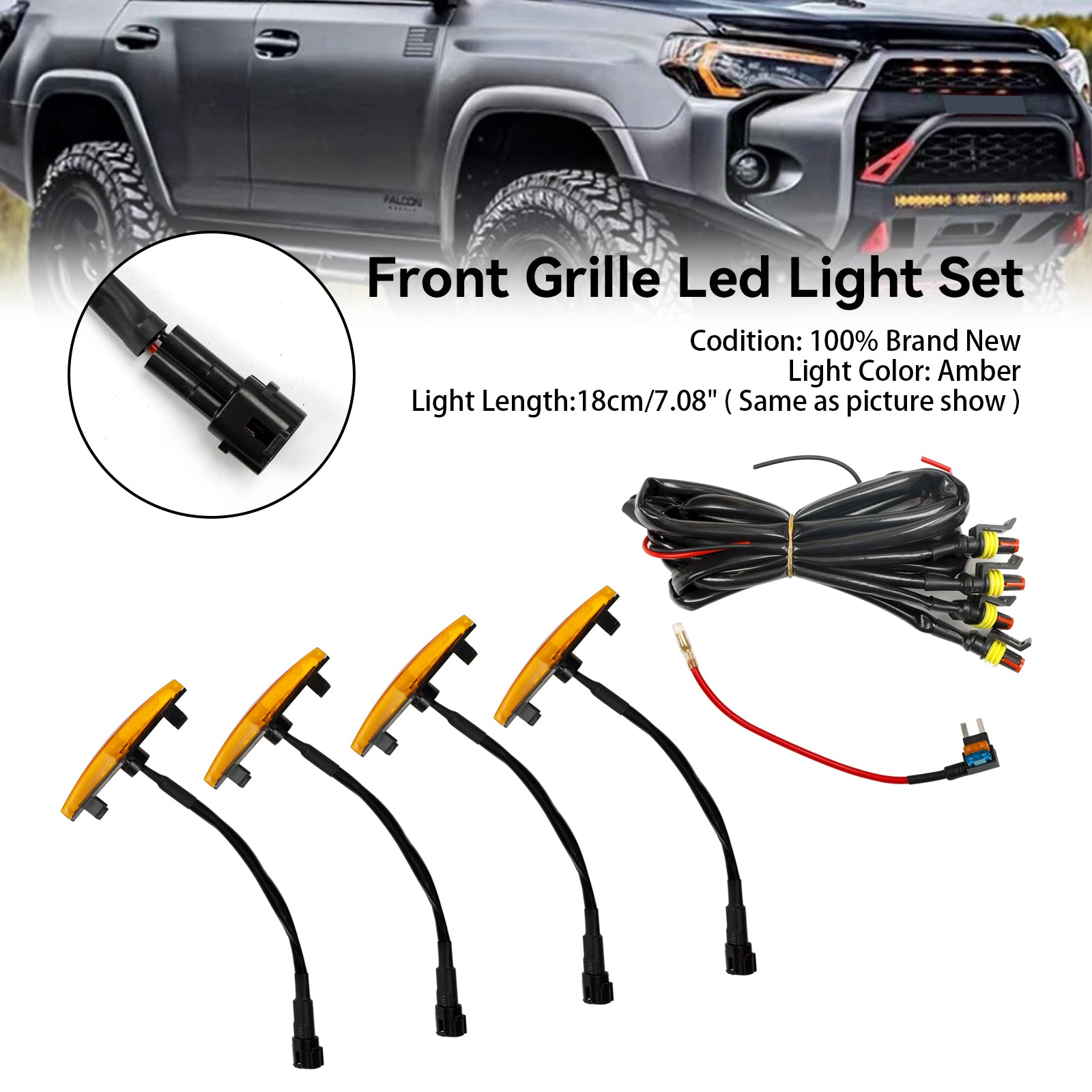 2014-2019 Toyota 4Runner TRD PRO 2 Piece Front Bumper Grill Replacement Blcak Grille