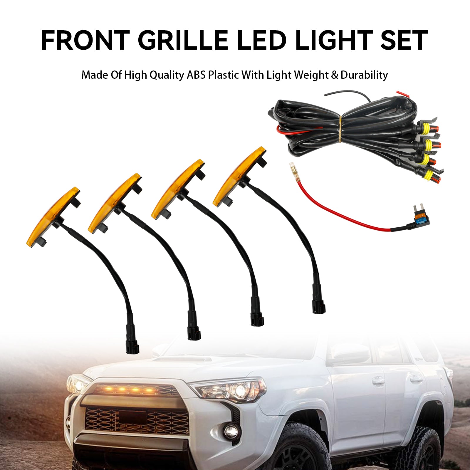 2014-2019 Toyota 4Runner TRD PRO 2 Piece Front Bumper Grill Replacement Blcak Grille