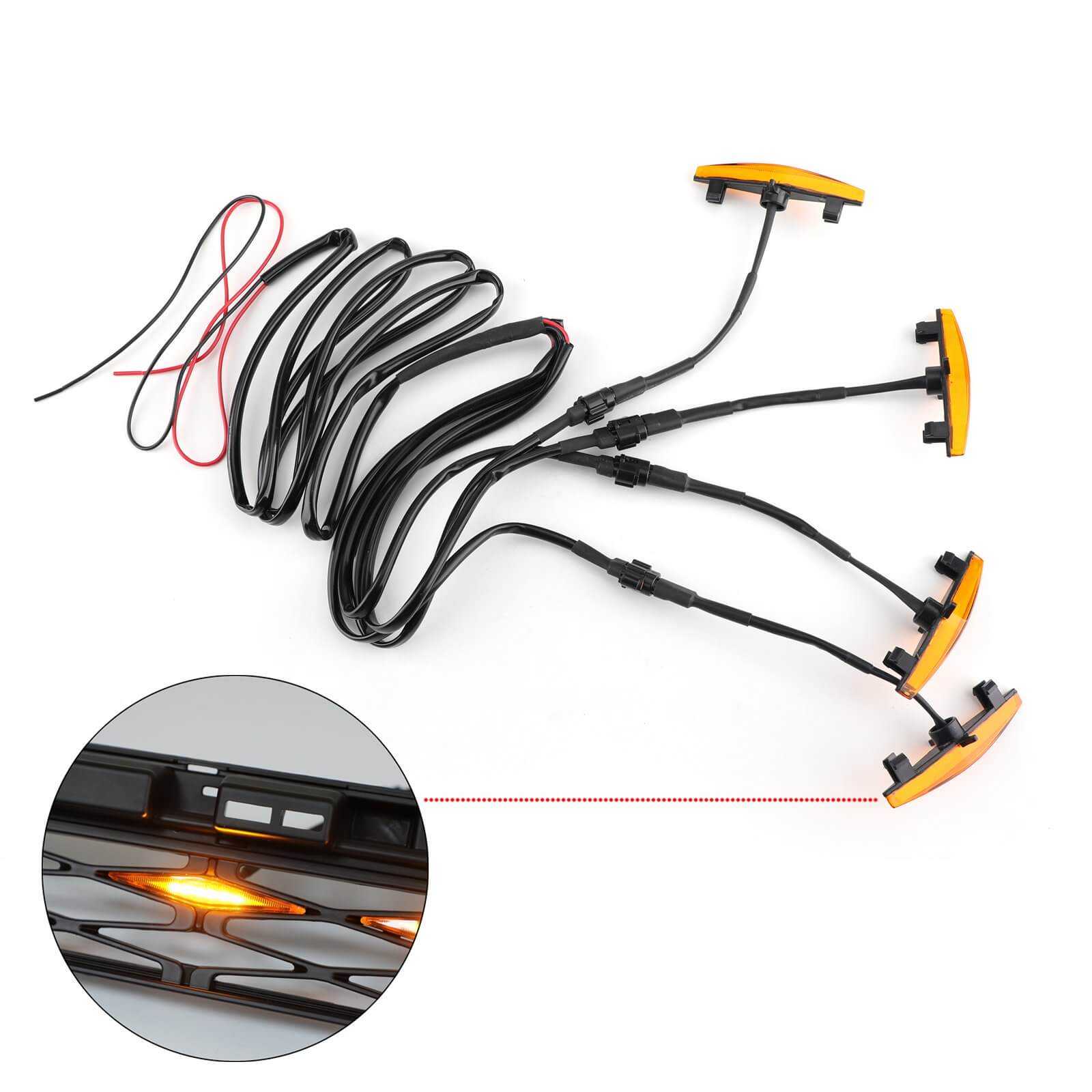 Toyota 2014-2019 4Runner TRD Pro 4PCS Rejillas de coche de plástico Parrilla Luces LED