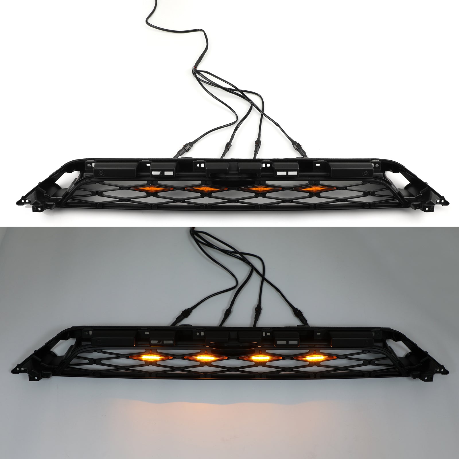 Toyota 4Runner 2020-2024 2 Piece Front Bumper Grille TRD PRO Style Black Grill Kit W/ LED