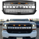 Chevrolet Silverado 1500 2016 2017 2018 Matzwarte honingraatgrille voorbumper vervangende grill met LED-licht-1