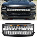 Chevrolet Silverado 1500 2016 2017 2018 Matzwarte honingraatgrille voorbumper vervangende grill met LED-licht-4