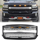 Chevrolet Silverado 1500 2016 2017 2018 Mattschwarzer Wabengitter-Frontstoßstangen-Ersatzgrill mit LED-Licht-4