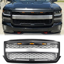 Chevrolet Silverado 1500 2016 2017 2018 Mattschwarzer Wabengitter-Frontstoßstangen-Ersatzgrill mit LED-Licht-3