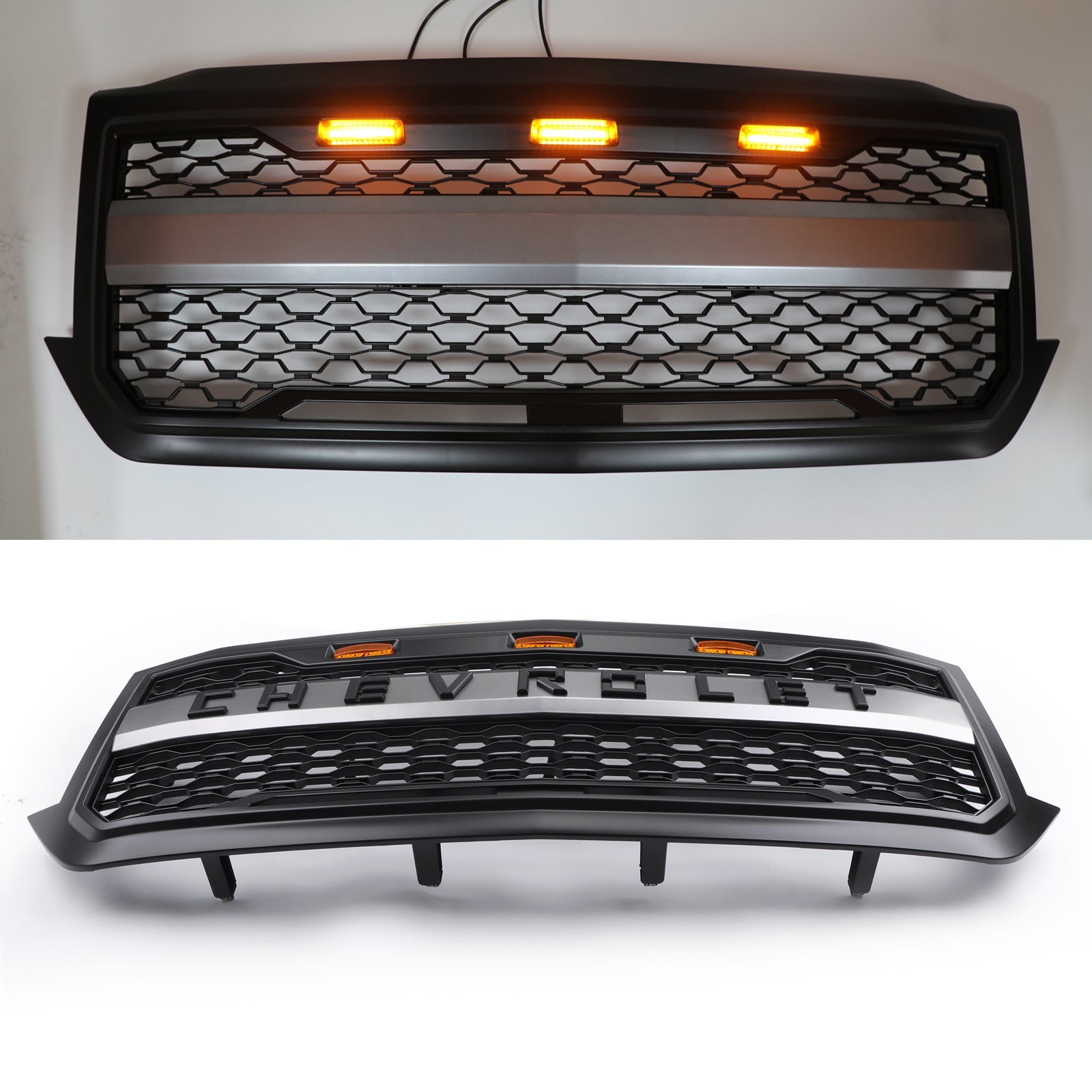 Remplacement de la calandre de Chevrolet Silverado 2016-2018 de calandre de pare-chocs avant de Chevrolet Silverado 1500 avec la lumière de LED