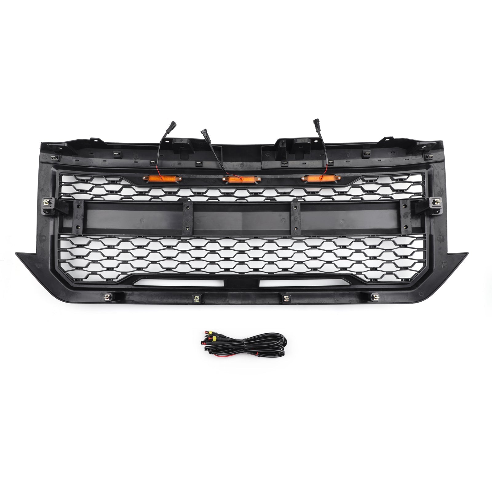 Chevrolet Silverado 1500 2016 2017 2018 Matte Black Honeycomb Grille Front Bumper Replacement Grill W/ LED Light