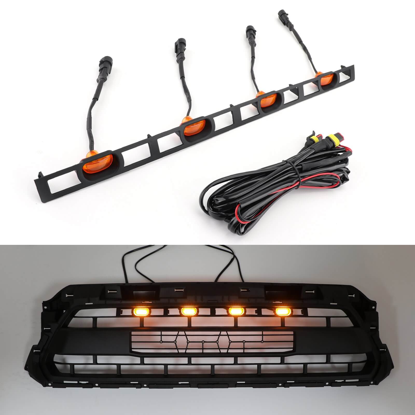 Toyota 2012-2015 Tacoma Grille Amber Light Front Bumper Hood Grille LED Lights 4 PCS