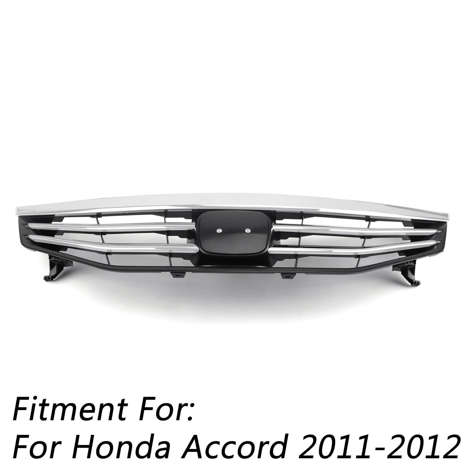 Grille de pare-chocs avant supérieure chromée pour Honda Accord 4 portes 2011-2012 avec emblème