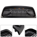 2010-2018 Dodgae Ram 2500/3500 Big-Horn Style Grill Front Bumper Matte Black Replacement Grille W/ LED Light + RAM Letter-3