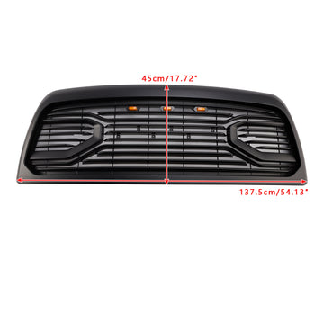 2010-2018 Dodgae Ram 2500/3500 Big-Horn Style Grill Front Bumper Matte Black Replacement Grille W/ LED Light + RAM Letter - 0