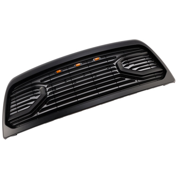 2010-2018 Dodgae Ram 2500/3500 Big-Horn Style Grill Front Bumper Matte Black Replacement Grille W/ LED Light + RAM Letter