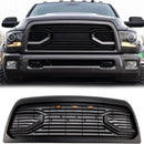 2010-2018 Dodgae Ram 2500/3500 Big-Horn Style Grill Front Bumper Matte Black Replacement Grille W/ LED Light + RAM Letter-1