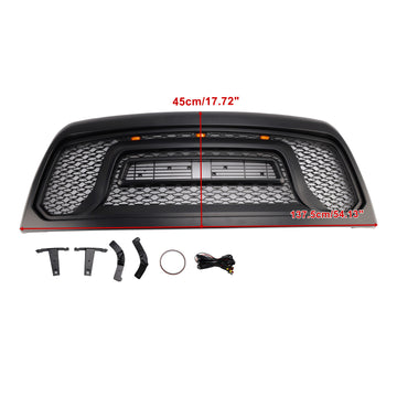 2010-2018 Dodge Ram 2500 3500 Rebel Style Grill Front Bumper Black Grille W/ LED & RAM Letter - 0