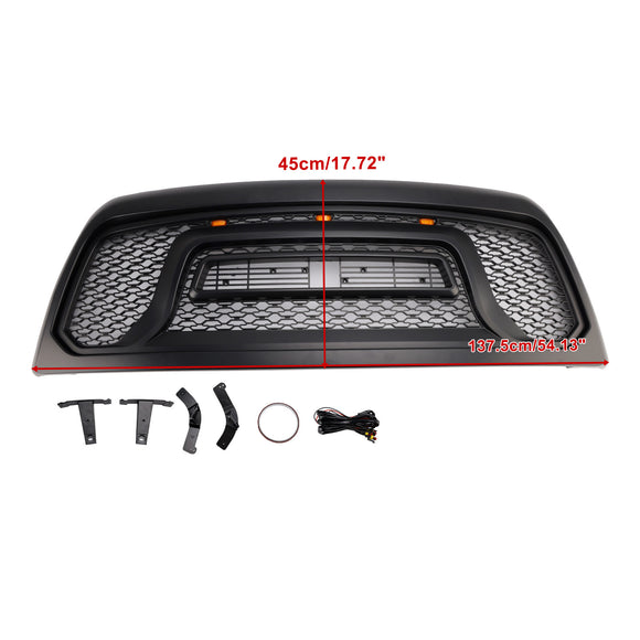 2010-2018 Dodge Ram 2500 3500 Rebel Style Grill Front Bumper Black Grille W/ LED & RAM Letter