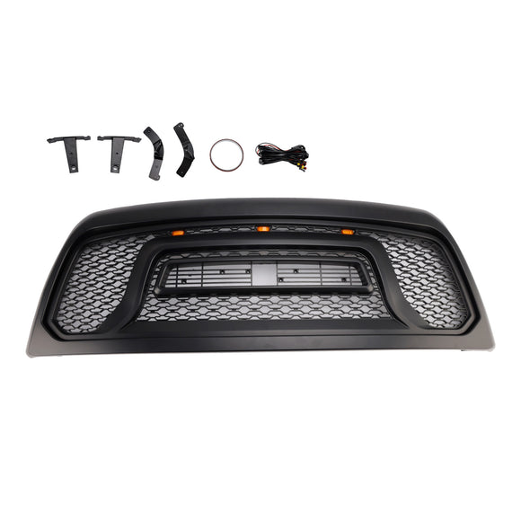 2010-2018 Dodge Ram 2500 3500 Rebel Style Grill Front Bumper Black Grille W/ LED & RAM Letter