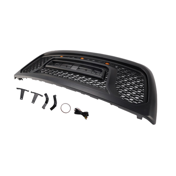 2010-2018 Dodge Ram 2500 3500 Rebel Style Grill Front Bumper Black Grille W/ LED & RAM Letter