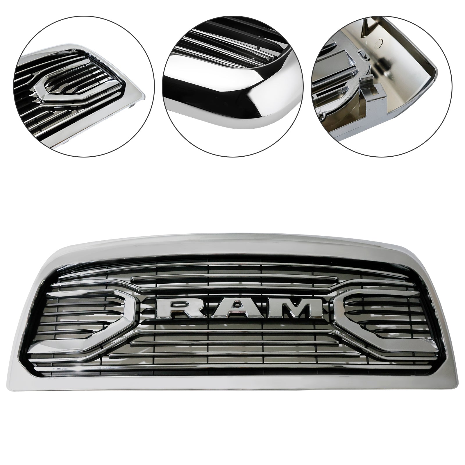 Dodgae 2013-2018 Ram 2500 Ram 3500 Big-Horn Style Chrome Grille Front Bumper Replacement Grill W/ LED