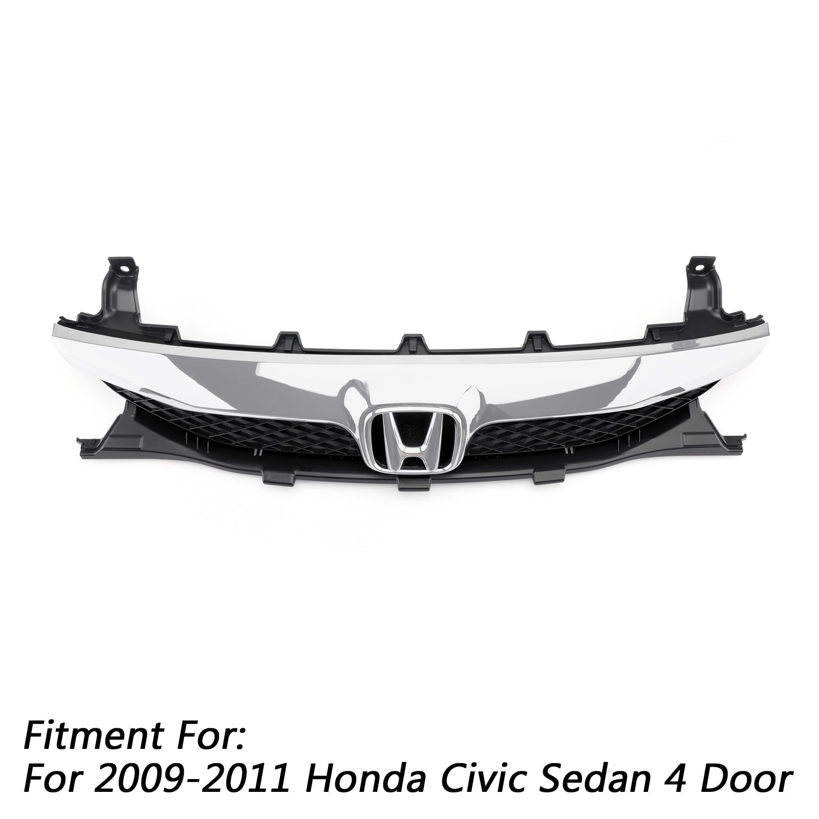 Honda 2009-2011 Civic Sedan 4 Door Front Top ABS Grille Grill Replacement